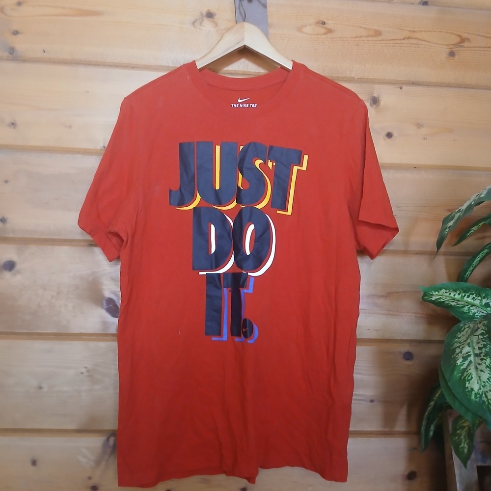 Nike Shirt Mens Large Red Just Do It Graphic Tee Short Sleeve Cotton CK2733-657
